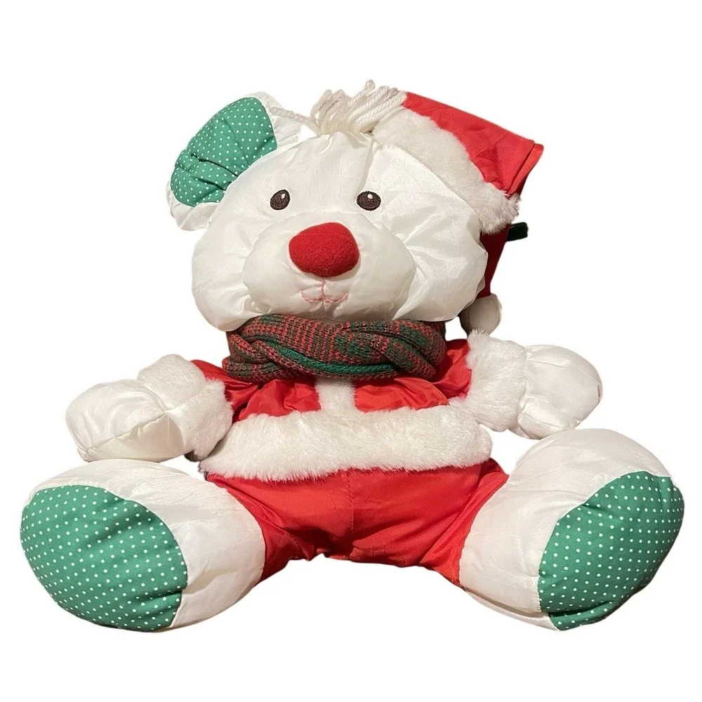 VTG 1991 Fisher-Price Christmas Puffalump‎ White Bear Grey Mouse Plush Santa
